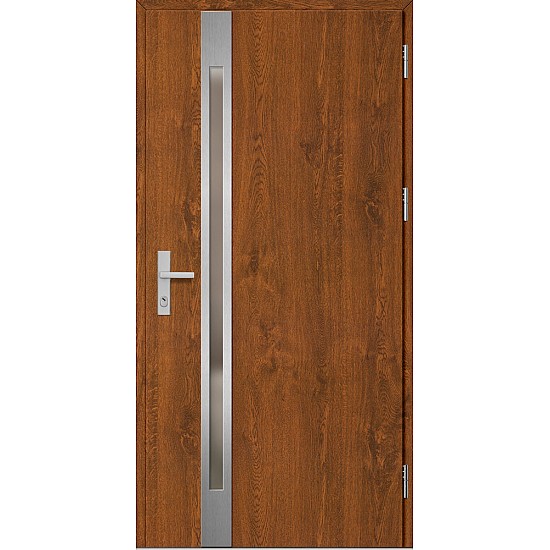 Ocelové vchodové dveře LANGEN 1 - Ořech (kresba dřeva), 80 / 207,5 cm, P