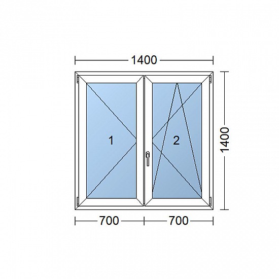 Dvoukřídlé Plastové okno | 140 x 140 cm (1400 x 1400 mm) | bílé |otevíravé i sklopné | pravé