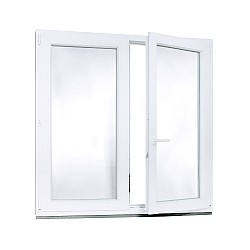 Dvoukřídlé Plastové okno | 145 x 145 cm (1450 x 1450 mm) | Bílé / Antracit |otevíravé i sklopné | pravé