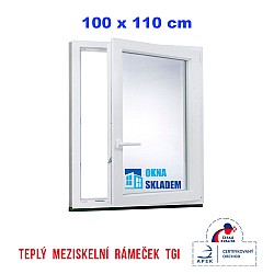 Plastové okno | 100 x 110 cm (1000 x 1100 mm) | bílé |otevíravé i sklopné | pravé