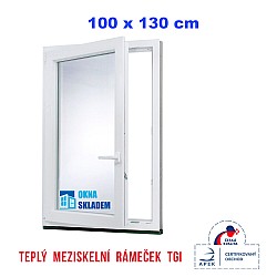 Plastové okno | 100x130 cm (1000x1300 mm) | bílé | otevíravé i sklopné | levé