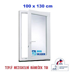 Plastové okno | 100 x 130 cm (1000 x 1300 mm) | bílé |otevíravé i sklopné | pravé