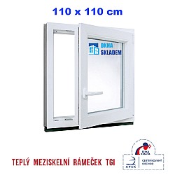 Plastové okno | 110 x 110 cm (1100 x 1100 mm) | bílé |otevíravé i sklopné | pravé