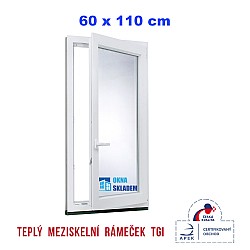 Plastové okno | 60 x 110 cm (600 x 1100 mm) | bílé |otevíravé i sklopné | pravé