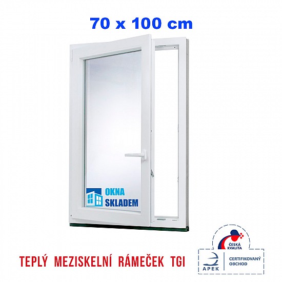 Plastové okno | 70x1000 cm (700x1000 mm) | bílé | otevíravé i sklopné | levé