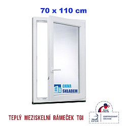 Plastové okno | 70 x 110 cm (700 x 1100 mm) | bílé |otevíravé i sklopné | pravé