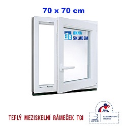 Plastové okno | 70 x 70 cm (700 x 700 mm) | bílé |otevíravé i sklopné | pravé