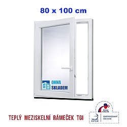 Plastové okno | 80x100 cm (800x1000 mm) | bílé | otevíravé i sklopné | levé