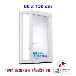 Plastové okno | 80 x 130 cm (800 x 1300 mm) | bílé |otevíravé i sklopné | pravé