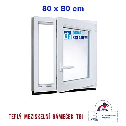 Plastové okno | 80 x 80 cm (800 x 800 mm) | bílé |otevíravé i sklopné | pravé