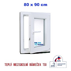 Plastové okno | 80 x 90 cm (800 x 900 mm) | bílé |otevíravé i sklopné | pravé