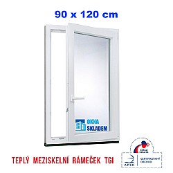 Plastové okno | 90 x 120 cm (900 x 1200 mm) | bílé |otevíravé i sklopné | pravé