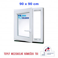 Plastové okno | 90x90 cm (900x900 mm) | bílé | otevíravé i sklopné | levé