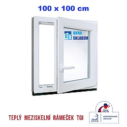 Plastové okno | 100 x 100 cm (1000 x 1000 mm) | Bílé / Antracit |otevíravé i sklopné | pravé