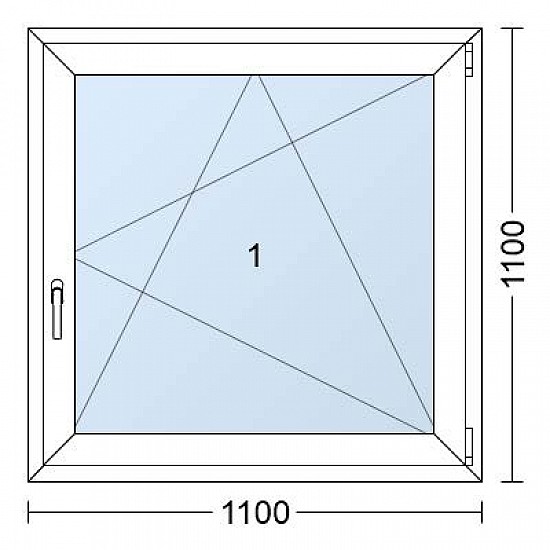 Plastové okno | 110 x 110 cm (1100 x 1100 mm) | Bílé / Antracit |otevíravé i sklopné | pravé