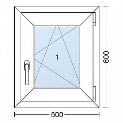 Plastové okno | 50 x 60 cm (500 x 600 mm) | Bílé / Antracit |otevíravé i sklopné | pravé