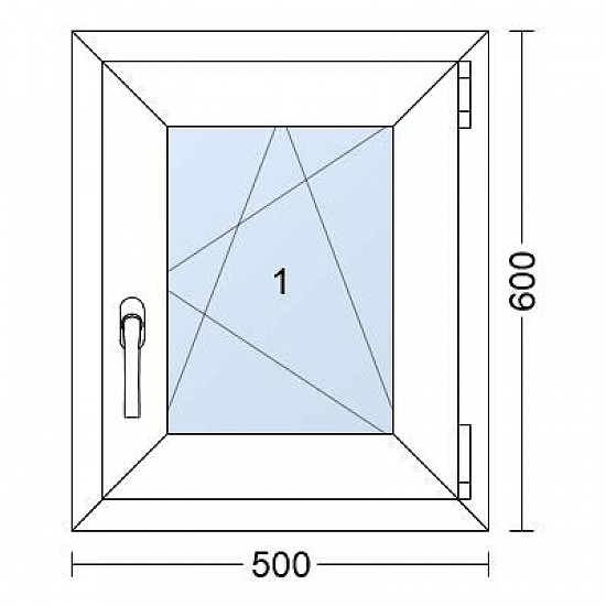 Plastové okno | 50 x 60 cm (500 x 600 mm) | Bílé / Antracit |otevíravé i sklopné | pravé