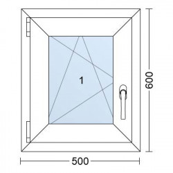 Plastové okno | 50 x 60 cm (500 x 600 mm) | Bílé / Antracit |otevíravé i sklopné | levé