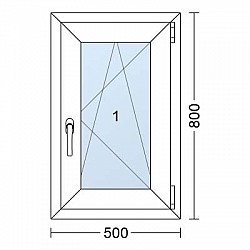 Plastové okno | 50 x 80 cm (500 x 800 mm) | Bílé / Antracit |otevíravé i sklopné | pravé