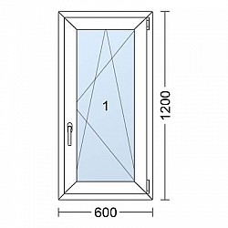 Plastové okno | 60 x 120 cm (600 x 1200 mm) | Bílé / Antracit |otevíravé i sklopné | pravé