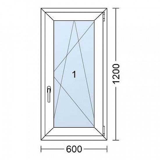 Plastové okno | 60 x 120 cm (600 x 1200 mm) | Bílé / Antracit |otevíravé i sklopné | pravé