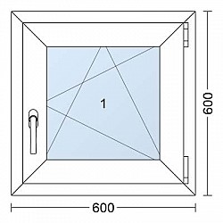 Plastové okno | 60 x 60 cm (600 x 600 mm) | Bílé / Antracit |otevíravé i sklopné | pravé
