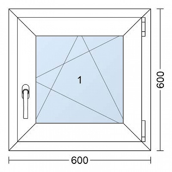 Plastové okno | 60 x 60 cm (600 x 600 mm) | Bílé / Antracit |otevíravé i sklopné | pravé