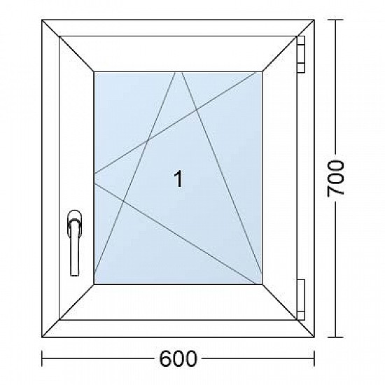 Plastové okno | 60 x 70 cm (600 x 700 mm) | Bílé / Antracit |otevíravé i sklopné | pravé