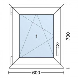 Plastové okno | 60 x 70 cm (600 x 700 mm) | Bílé / Antracit |otevíravé i sklopné | levé