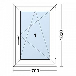 Plastové okno | 70 x 100 cm (700 x 1000 mm) | Bílé / Antracit |otevíravé i sklopné | pravé