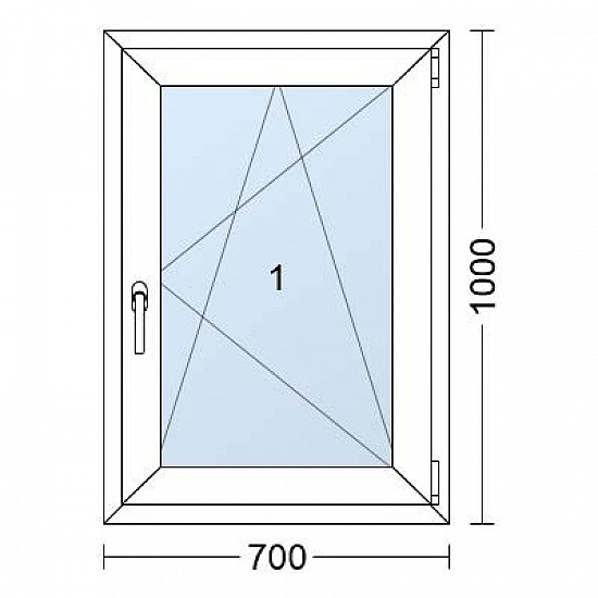 Plastové okno | 70 x 100 cm (700 x 1000 mm) | Bílé / Antracit |otevíravé i sklopné | pravé