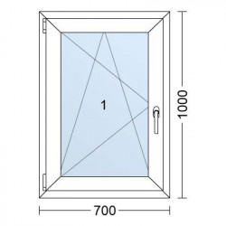Plastové okno | 70 x 100 cm (700 x 1000 mm) | Bílé / Antracit |otevíravé i sklopné | levé