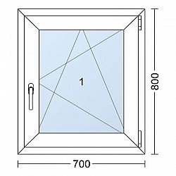 Plastové okno | 70 x 80 cm (700 x 800 mm) | Bílé / Antracit |otevíravé i sklopné | pravé