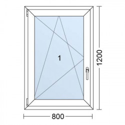 Plastové okno | 80 x 120 cm (800 x 1200 mm) | Bílé / Antracit |otevíravé i sklopné | levé