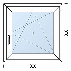 Plastové okno | 80 x 80 cm (800 x 800 mm) | Bílé / Antracit |otevíravé i sklopné | pravé