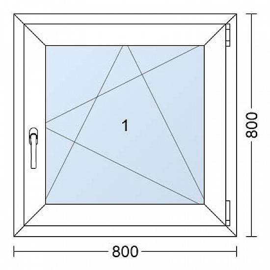 Plastové okno | 80 x 80 cm (800 x 800 mm) | Bílé / Antracit |otevíravé i sklopné | pravé