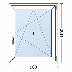 Plastové okno | 90 x 110 cm (900 x 1100 mm) | Bílé / Antracit |otevíravé i sklopné | pravé