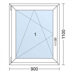 Plastové okno | 90 x 110 cm (900 x 1100 mm) | Bílé / Antracit |otevíravé i sklopné | levé