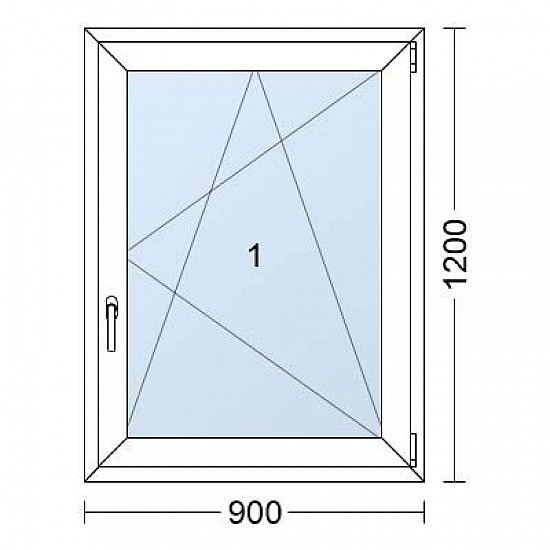 Plastové okno | 90 x 120 cm (900 x 1200 mm) | Bílé / Antracit |otevíravé i sklopné | pravé