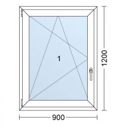 Plastové okno | 90 x 120 cm (900 x 1200 mm) | Bílé / Antracit |otevíravé i sklopné | levé