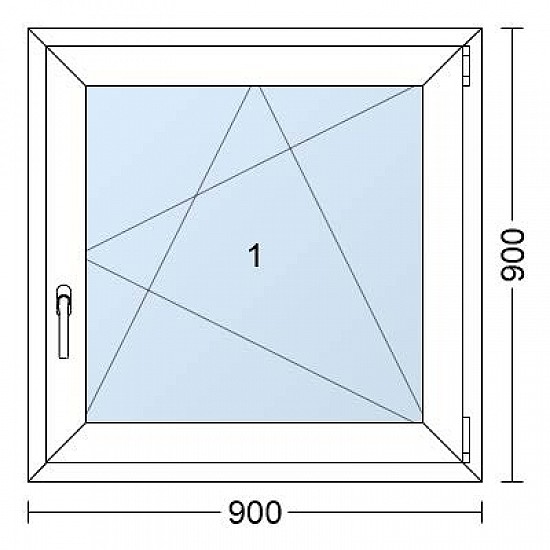 Plastové okno | 90 x 90 cm (900 x 900 mm) | Bílé / Antracit |otevíravé i sklopné | pravé