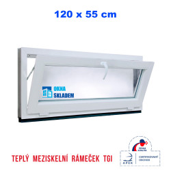 Plastové okno | 120 x 55 cm (1200 x 550 mm) | bílé | sklopné