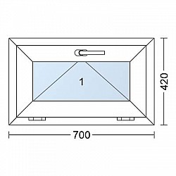 Plastové okno | 70 x 42 cm (700 x 420 mm) | Bílé / Antracit | sklopné